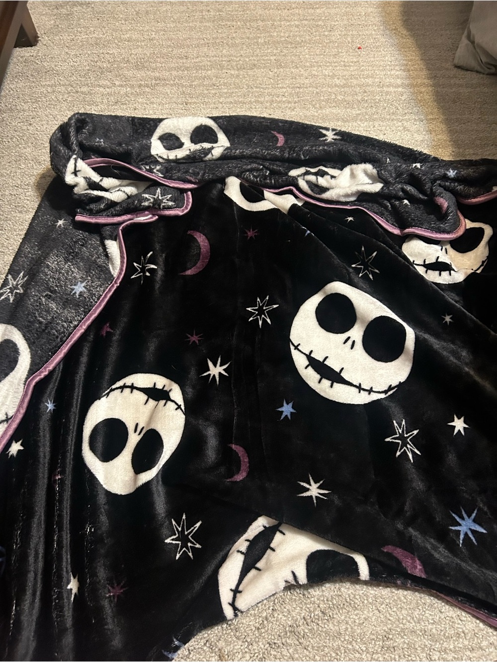 DIsney Nightmare Before Christmas Jack Skellington Plush Blanket Throw Black